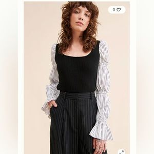 Anthropologie, hutch ruffled shirt. Bought it from Nunley